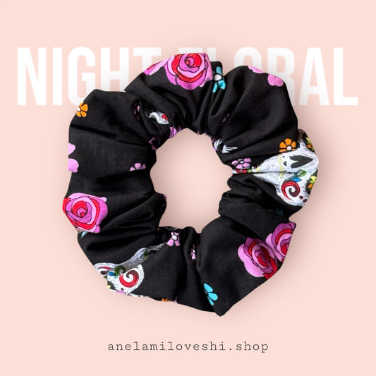 Night Floral Scrunchie MEDIUM