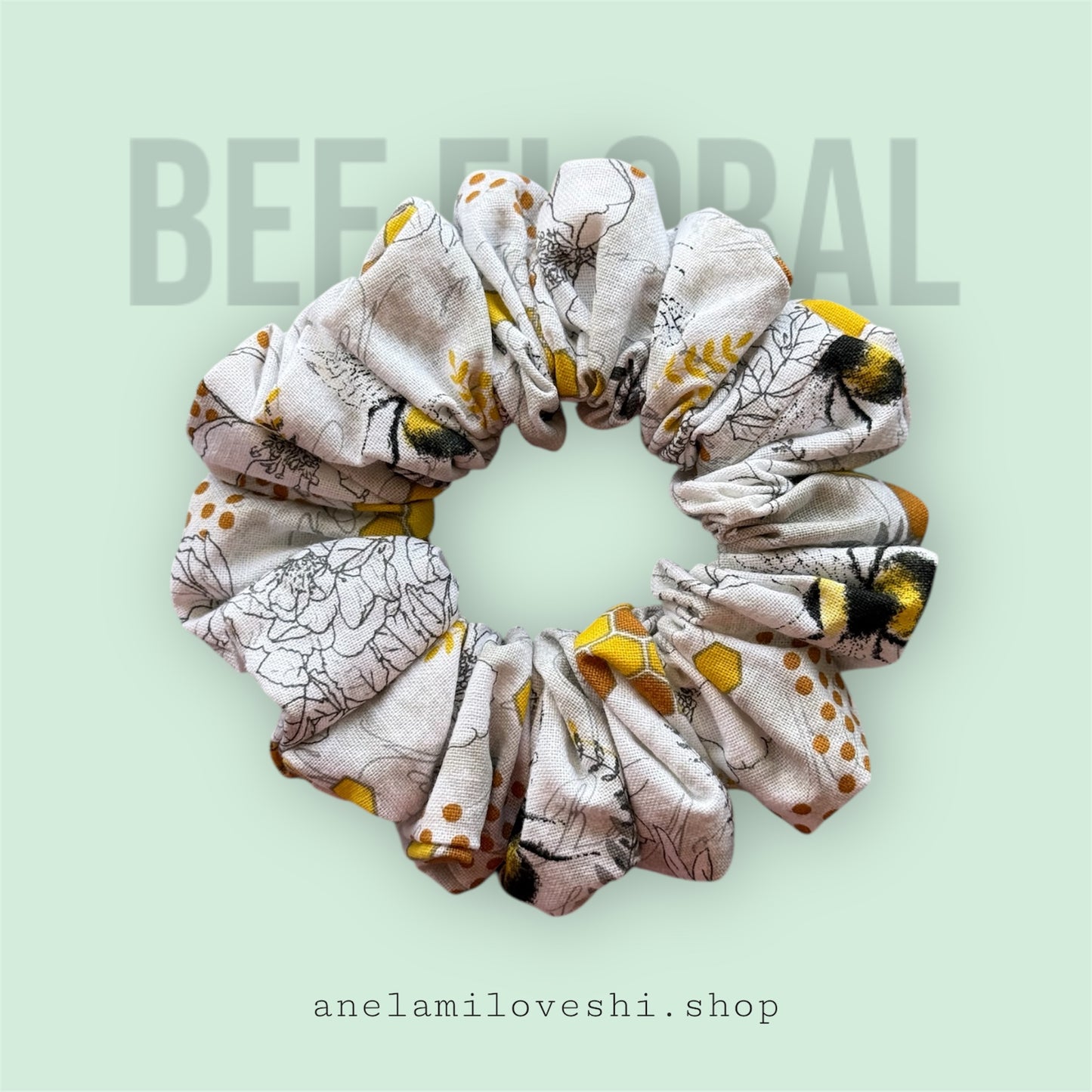 Bee Floral Scrunchie SMALL