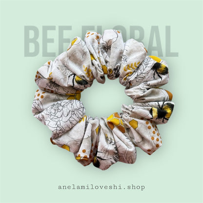 Bee Floral Scrunchie SMALL