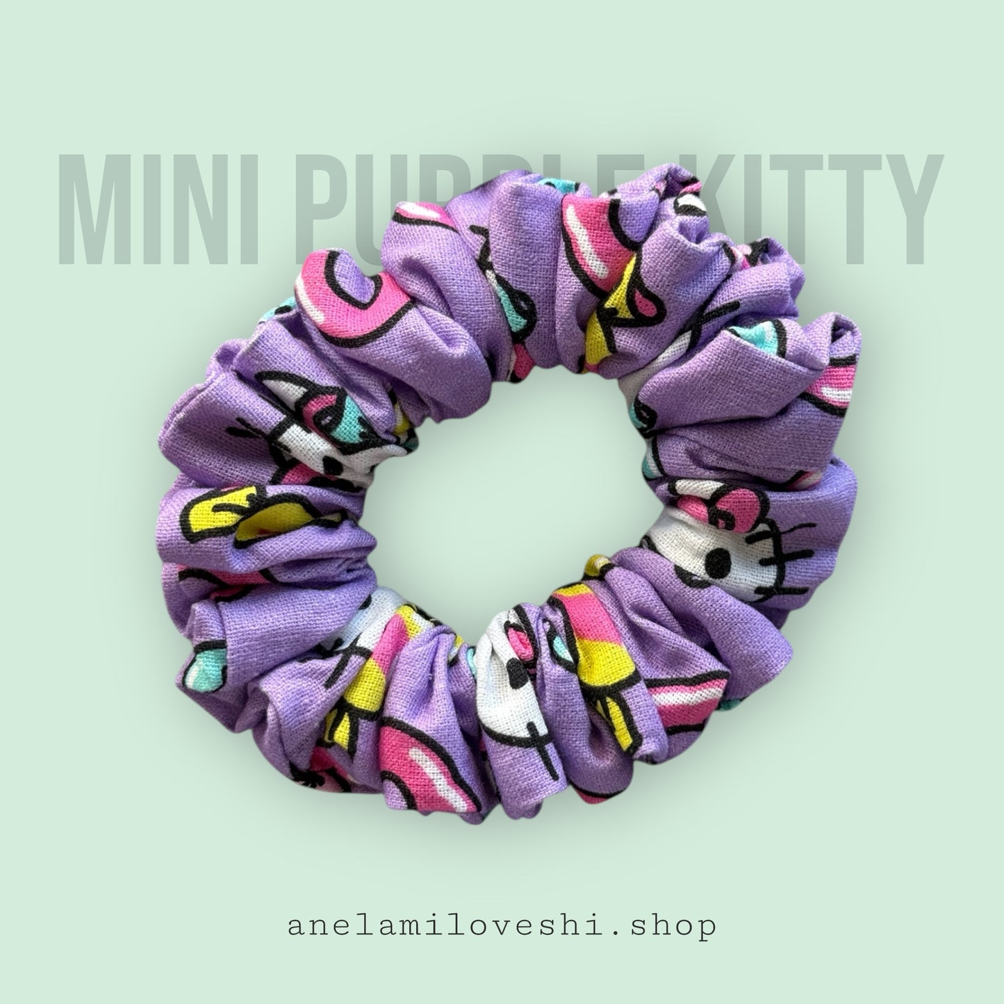 Purple Kitty Scrunchies