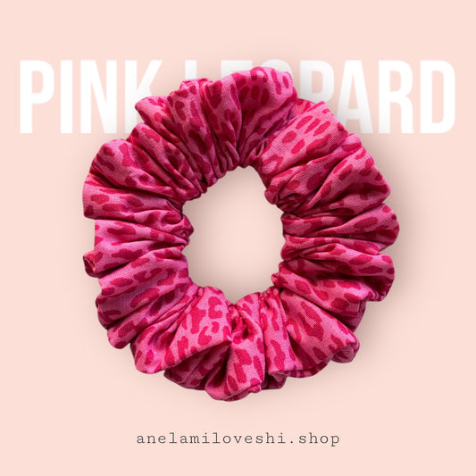Pink Leopard Scrunchies