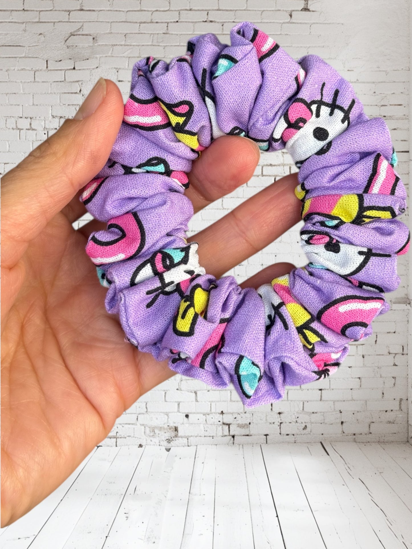 Purple Kitty Scrunchies