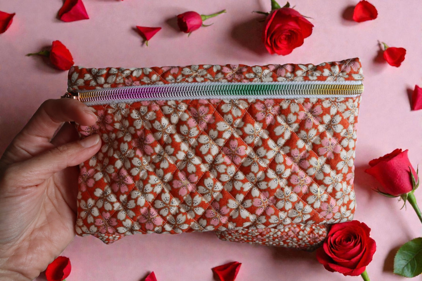 Flowery Makeup Pouch Flat