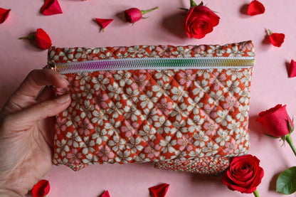 Flowery Makeup Pouch Flat