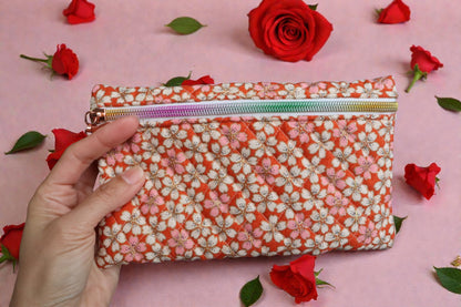 Flowery Makeup Pouch Flat