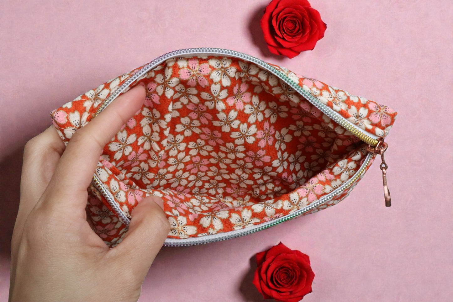 Flowery Makeup Pouch Flat